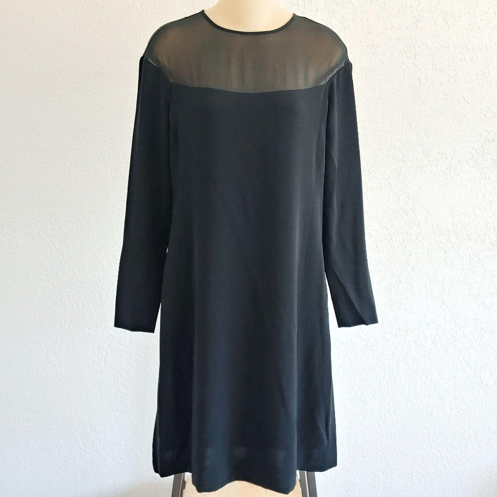 Vintage Emanuel Ungaro Dress Size 4 SMALL Shift Black LBD Long Sleeve Sheath